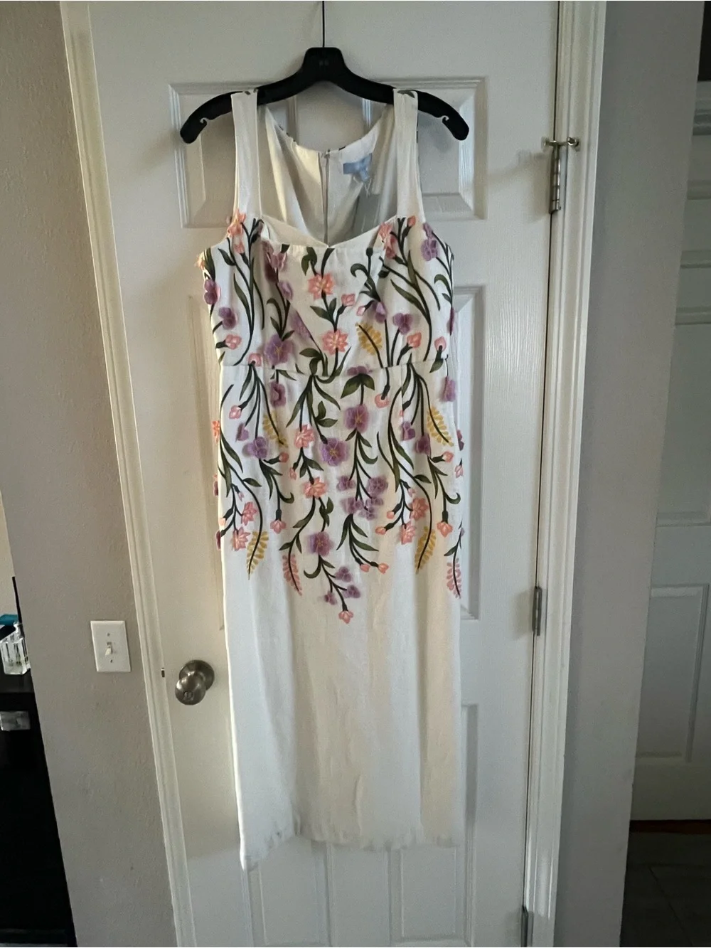ANTONIO MELANI Cream Floral Embroidered Midi Dress